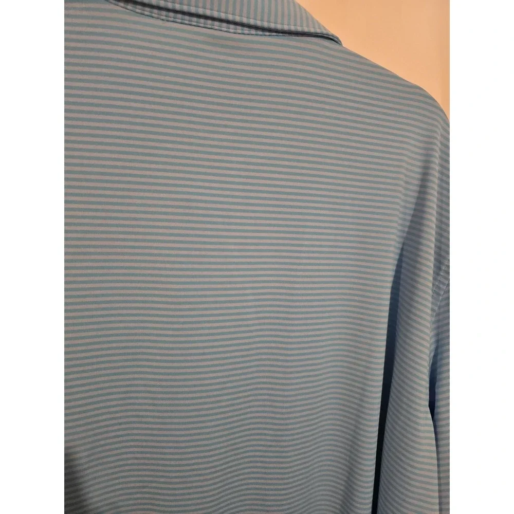 Peter Millar Mens SZ XL Caribbean Blue Striped Performance Polo Mens Logo NWT - Picture 4 of 5
